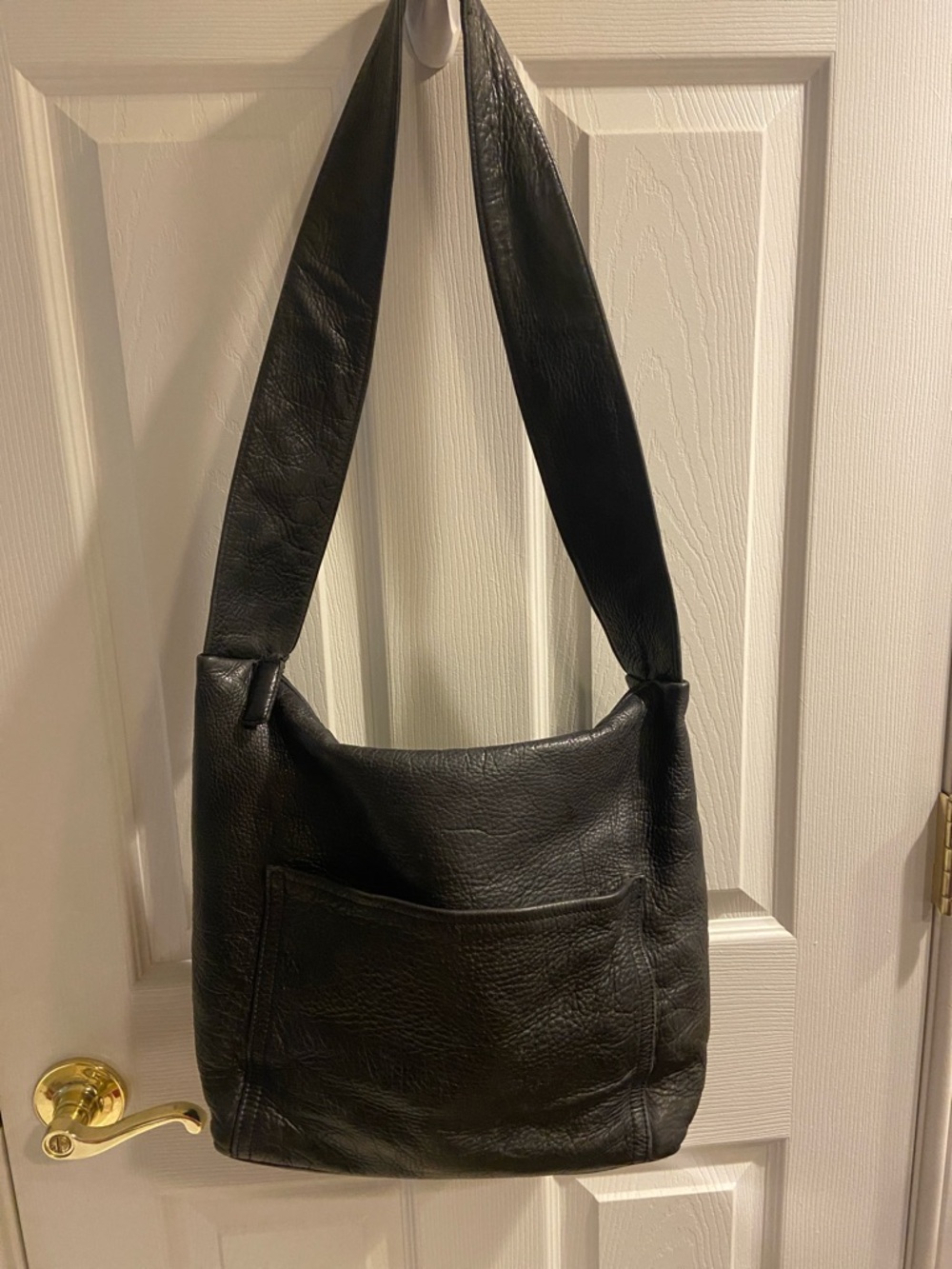 Julia Dulan Black Leather Hobo Shoulder Bag with Rainguard